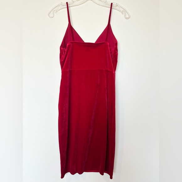 Red Velvet Cami Slit Dress - Picture 2 of 4